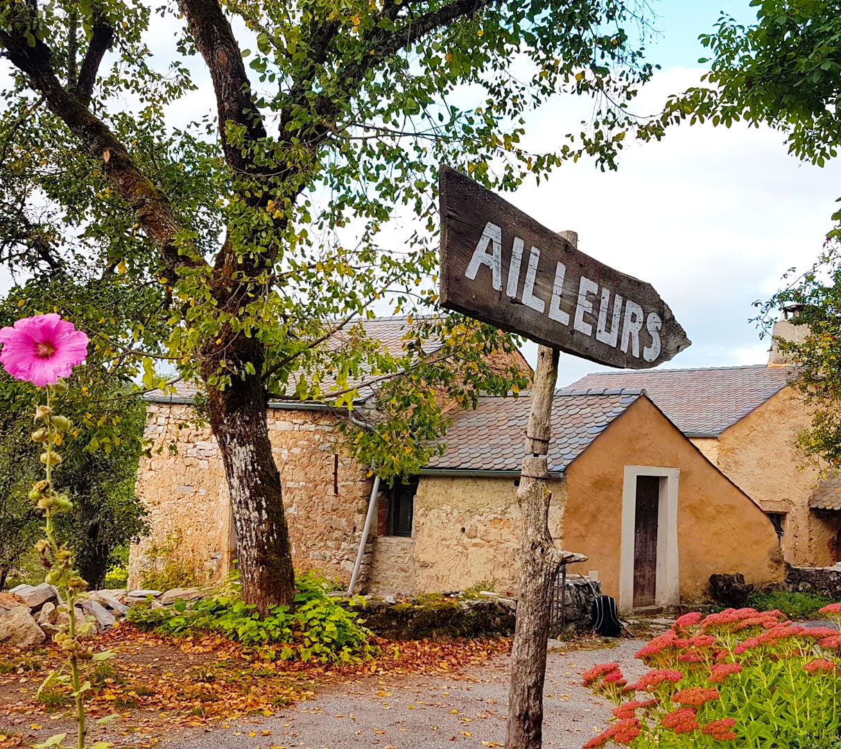 Image d'un panneau "ailleurs" située en campagne
